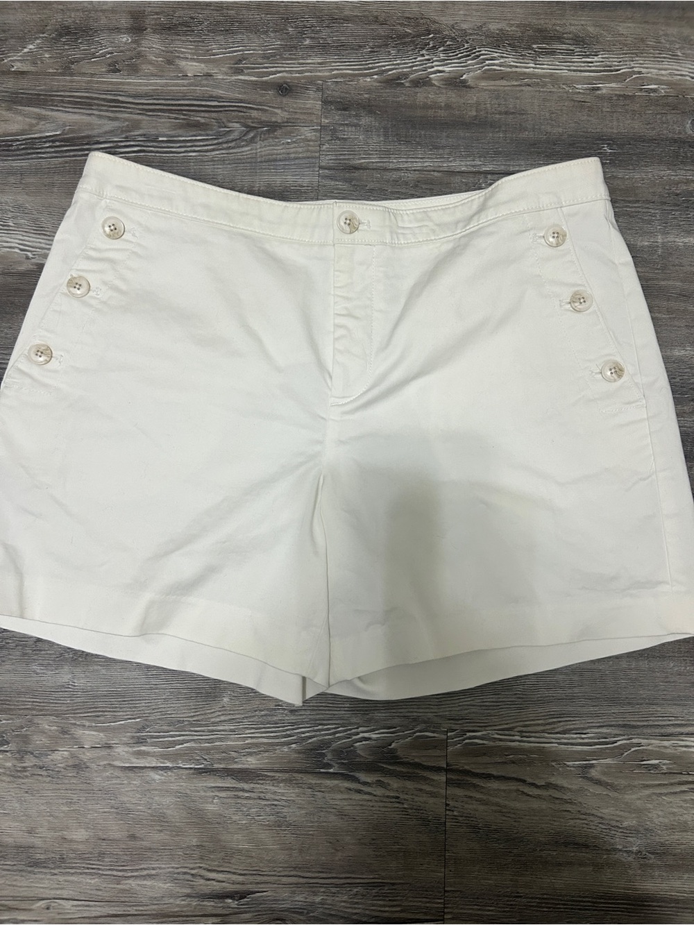 Banana Republic Cream Button-Accent Cotton Bermuda Shorts